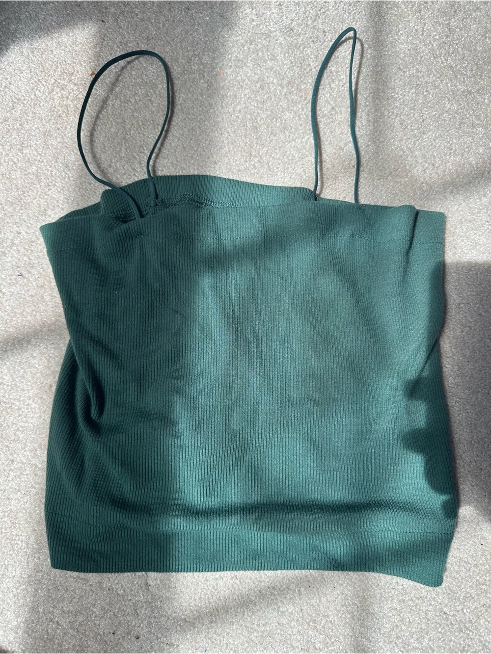 American Eagle Outfitters Dark Green Ribbed Spaghetti Strap Camisole